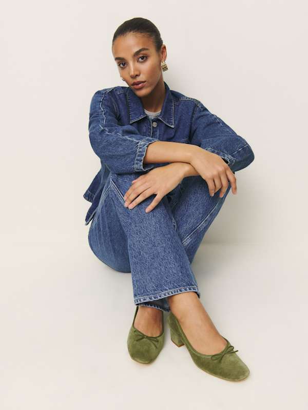 Terry Ballet Pump - Avocado Suede